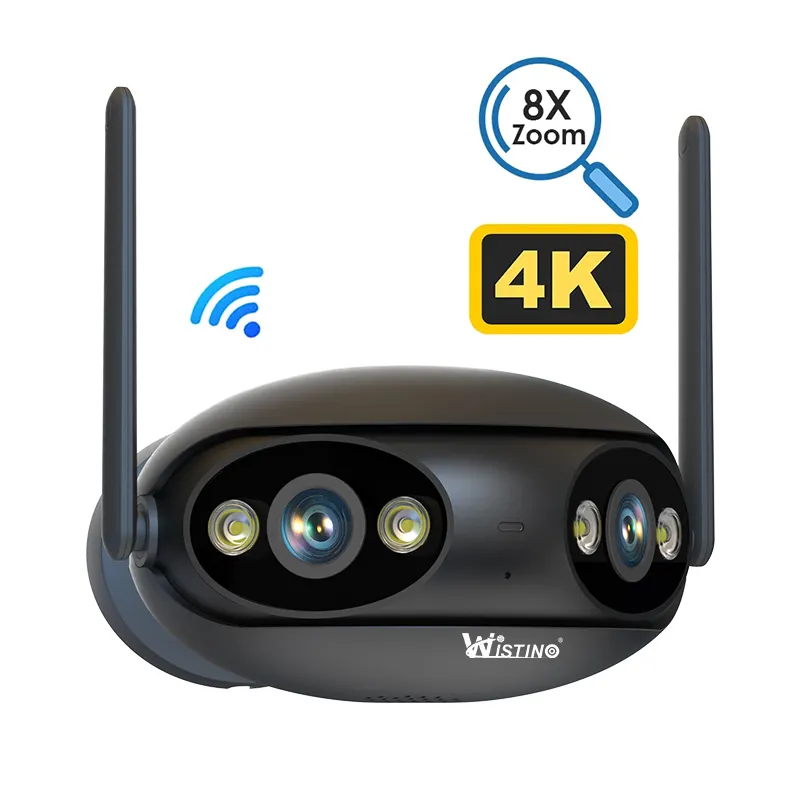 Wistino Poe Dual Lens Icsee 4MP 8X Zoom Wifi Security Camera Audio Night Vision Waterproof Xmeye Wireless Network Camera