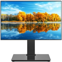 Support de télévision universel pour téléviseurs plats et incurvés de 32 à 75 pouces, base pivotante réglable en hauteur avec verre trempé, capacité de charge de 110 lb