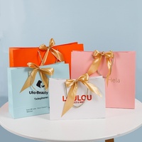 Tas Kado Pita Bowknot dengan Logo Cetak, Model Tas Kertas untuk Pakaian, Kosmetik, Belanja & Kemasan Grosir