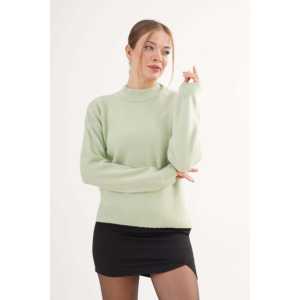 Suéter de Punto Verde Menta con Cuello Alto para Mujer, Manga Larga, Minimalista, Antipilling, Calibre 14 GG - Product Image 4