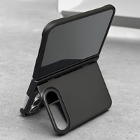 Coque de protection antichoc tout-en-un pour iPhone avec support double à clapet, en polycarbonate, design épuré, et film de protection arrière intégré