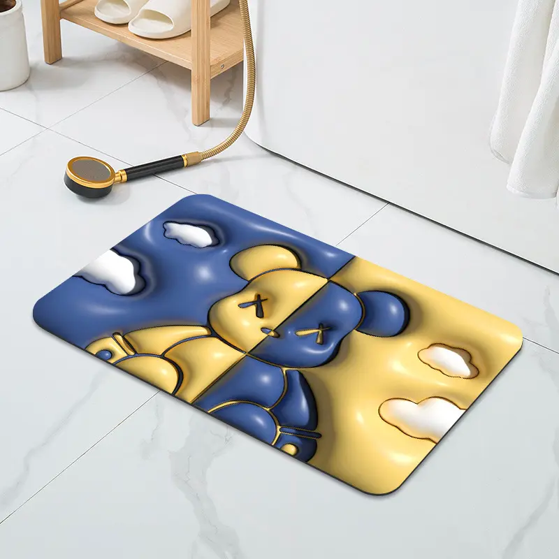 3d mat floor super absorbent carpet Expansion solid Diatom Mud diatomite bath rug floor mats