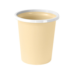 <b>Large</b> Round Trash Can With Striped Design Space Saving Indoor Use For Home Storage <b>Bin</b> Paper Basket - Product Image 5