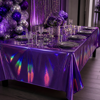 Nappe en PEVA imperméable, rectangulaire, jetable, en plastique, couleur holographique violette, pour mariage, dîner, fête, extérieur