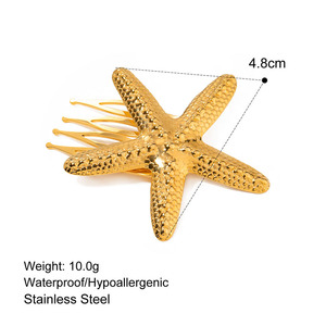 H1553 18k Plaqué Or En Acier Inoxydable Perle Pave OCEAN Étoile De Mer Coquillage Pinces À Cheveux 80s 90s Barrettes De Cheveux Décoratives Boddy Pins - Product Image 5