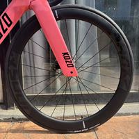 Bicicleta de Carretera de Fibra de Carbono Rosa 700C, Bicicleta de Carreras Ligera de 24 Velocidades con Frenos de Disco Hidráulicos