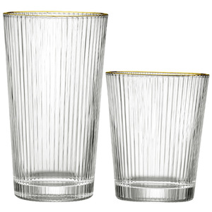 Bicchieri in Vetro a Righe per Acqua Fredda e Succhi, Vendita all'Ingrosso per Hotel, Intagliati per una Comoda Degustazione - Product Image 1