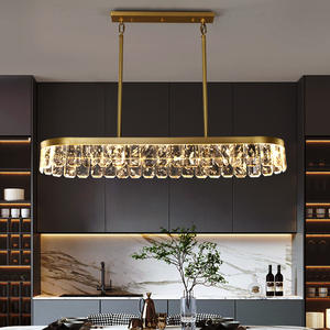 New Modern Chandeliers <b>Indoor</b> Hotel Decorative Dimmer Gold Round Crystal Ring Pendant <b>Light</b> - Product Image 2