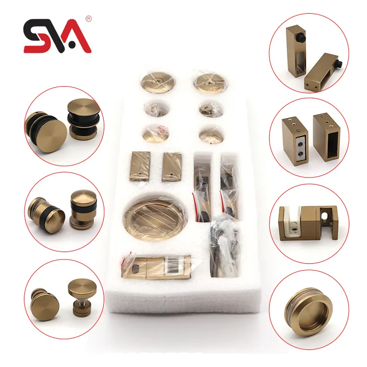 Bathroom Hardware Set Wholesale SVA-0001 Stainless steel 304 Frameless Sliding Glass Door Hardware Fitting for Shower Room