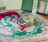 Tablevibe 160 tuiles, jeu de Mahjong en acrylique inspiré des fruits, thème fraise, rose pastel, idée cadeau pour fête de jardin estivale