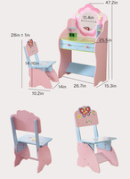 Table de maquillage moderne pour filles en MDF avec chaise et miroir
