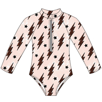 Maillot de bain d'été pour filles de 0 à 16 ans Maillot de bain à manches longues pour enfants imprimé sur mesure avec fermeture éclair Maillot de bain une pièce