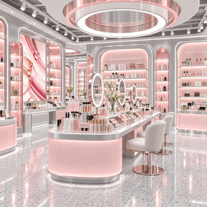 Nuevo Estilo de Vitrina Curva para Tienda de Cosméticos, Decoración Interior para Tienda de Belleza - Product Image 1