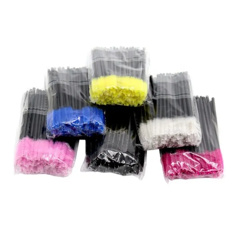 Sialia 50pcs/Bag Colorful Disposable Eyelash Mascara Wand Spoolie for Eyelash Eyebrow Extension Mascara Brush