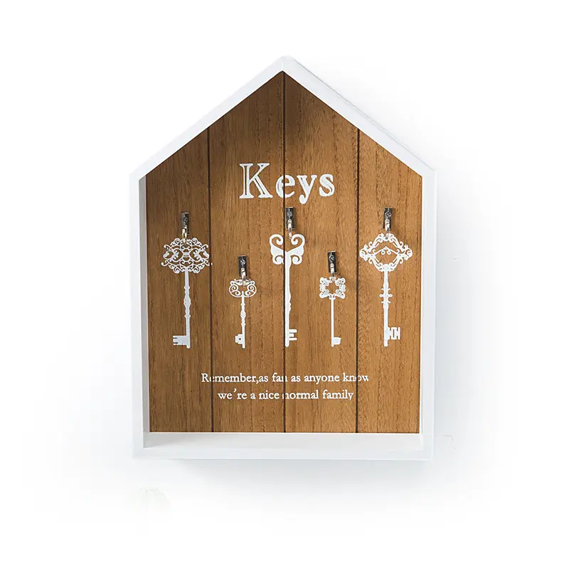 Porta-chaves de parede decorativo de madeira bonito para parede
