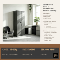 Armoire Métallique Ventilée à Double Porte Verrouillable en Acier Robuste pour Salle de Sport, Garage, Atelier, Buanderie, Rangement d'Outils - Vente en Gros