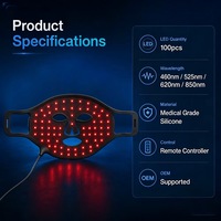 Masque de luminothérapie LED RTS 100 pièces, 7 couleurs, en silicone flexible, appareil de beauté facial avec service d'étiquetage privé OEM