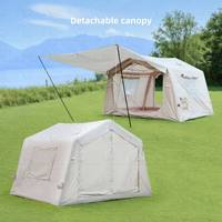 Tente de camping familiale gonflable quatre saisons pour 4-6 personnes, imperméable 3000 mm, protection UV, auvent en tissu Oxford, montage rapide