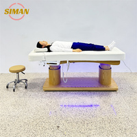 Lit de massage électrique avec 3 moteurs réglables, en cuir synthétique moderne et structure métallique, mobilier de salon pour hôtels