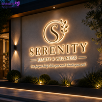Enseigne lumineuse 3D personnalisée en acier inoxydable avec lettres LED, logo mural rétroéclairé à effet halo pour hall d'hôtel et zone de réception de bureau