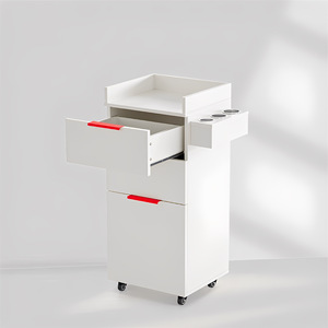 Carrello Professionale in Legno per Salone da Barbiere con Ruote Silenziose, Supporti per Attrezzi e Grandi Cassetti Portaoggetti per Parrucchieri - Product Image 2