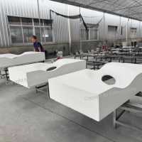 Table de foyer au gaz rectangulaire longue en béton blanc moderne, fabriquée par le fabricant, pour l'extérieur et le jardin