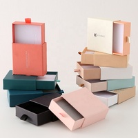 Boîte à bijoux personnalisée avec logo, boîte à bijoux en papier avec tiroir, emballage pour bague, ensemble de pochettes en microfibre, emballage avec sac en papier, carte de remerciement