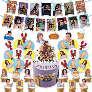 Dessin animé comédie amis fête décorations fournitures Latex ballon vaisselle décoration de gâteau bannière papier artisanat fille cadeau d'anniversaire - Product Image 2