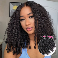 Pelucas al por mayor sin pegamento de cabello humano virgen birmano rizado, talla M, peluca frontal de encaje HD 9*6, con cutícula intacta, para mujeres afroamericanas