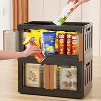 K515 Conteneurs de rangement pliables Étagères en plastique pour chaussures, livres, organisateurs de placards Bacs de rangement empilables et pliables avec couvercles