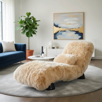 Fauteuil de salon en tissu doux en peau de mouton de luxe, fauteuil d'appoint élégant pour le salon, la chambre à coucher, l'hôtel