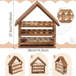 Estante de Almacenamiento de Huevos en Forma de Casa de Madera de 3 Niveles, Organizador de Huevos para Encimera de Cocina - Product Image 4