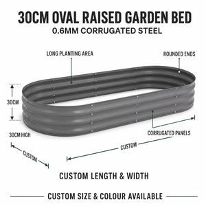 Custom Oval Raised Garden Bed 30cm High 0.6mm Corrugated Galvanised Steel <b>Planter</b> <b>Boxs</b> OEM Wholesale Australia - Product Image 2