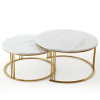 Table basse moderne pour salon, table à thé ronde de style nordique, table basse de luxe en acier inoxydable doré, ensemble de tables basses pour la maison