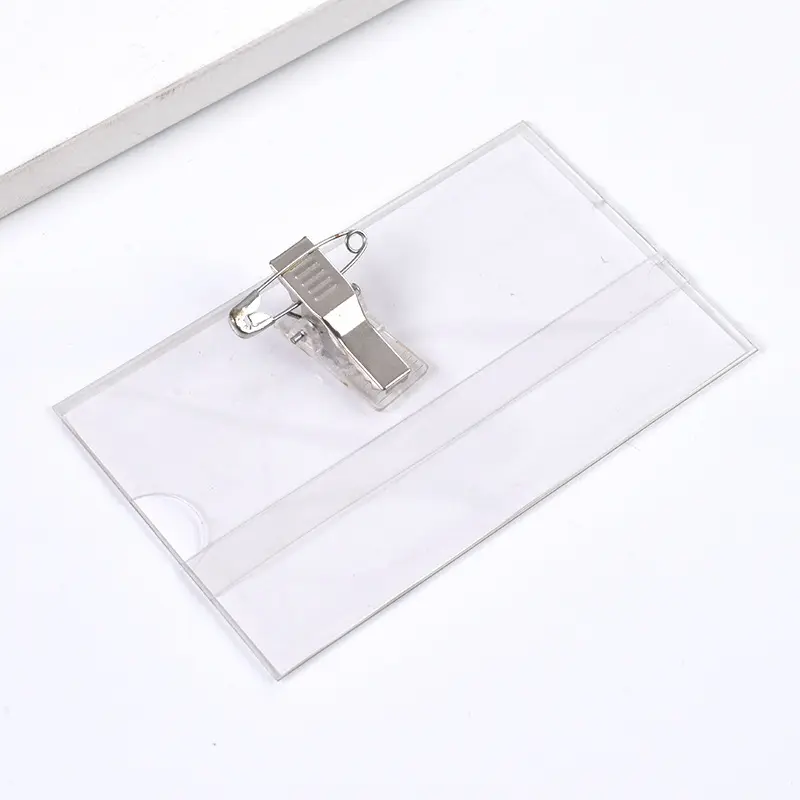 Wholesale Id Name Badge Holder PVC Id Card Holder Conference Double Side Transparent Name Tag Badge Holder With Metal Pin Clip