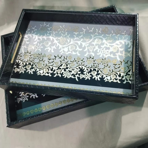 Tendance en bois plateau de service à un niveau Combo pour la décoration intérieure salle à manger boissons salon inde pour la vaisselle service alimentaire - Product Image 1