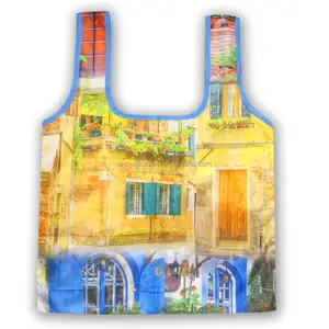 Manufacturers Cheap Fashion Custom Design Sublimation Printed Folding Reusable Shopping Bags Large