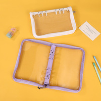 Protège-cartes transparents à 4 pochettes avec fermeture éclair en PVC A5 A6, logo personnalisé, pour agenda à 6 anneaux, carnet, photocard Kpop, classeur pour cartes photo
