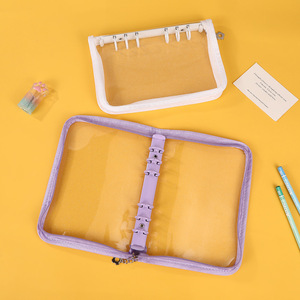 Carpeta Personalizada con Logotipo, PVC, A5/A6, con Cierre, 4 Bolsillos, Transparente, con 6 Anillas, para Planificador, Cuaderno, Tarjetas Fotográficas Kpop - Product Image 4