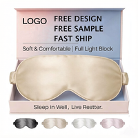 Masque de sommeil de luxe en satin de soie élastique avec logo personnalisé et sangle réglable, occultation totale pour un sommeil réparateur et les voyages