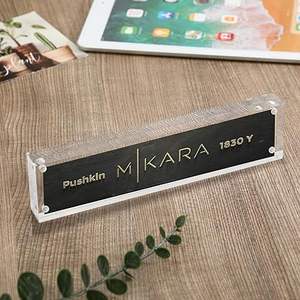 Targhetta con blocco in acrilico trasparente porta targhetta con nome da scrivania su entrambi i lati supporto per cartello da scrivania aziendale, fai da te il tuo nome personalizzato per la scrivania - Product Image 6