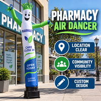 Ballon publicitaire gonflable Air Dancer pour pharmacie, idéal pour une visibilité claire de votre emplacement et de votre communauté, conception personnalisée pour affichage en magasin.