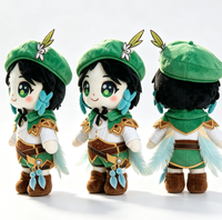 Peluches personnalisées Venti Barbatos style Genshin Impact, peluches de personnages de jeu personnalisées, béret vert, vêtements aux couleurs vives