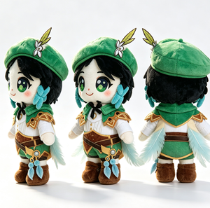 Peluches personnalisées Venti <span class=keywords><strong>Barbatos</strong></span> style Genshin Impact, peluches de personnages de jeu personnalisées, béret vert, vêtements aux couleurs vives - Product Image 2
