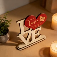 Ornement de table en bois en forme de LOVE, décoration artistique romantique en bois en forme de cœur pour la Saint-Valentin, mariage, maison, salon, chambre à coucher