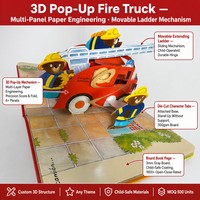 Libro Interactivo de Aprendizaje para Niños, Personalizado, de Cartón, 3D, con Diseño de Camión de Bomberos, con Solapas, Tapa Dura, Impresión OEM