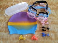 Uniforme couleur petit mignon de bande dessinée durable résistant aux chocs lentille espace sécurité nager lunettes casquettes enfants pince-nez Bouchons d'oreille ensemble
