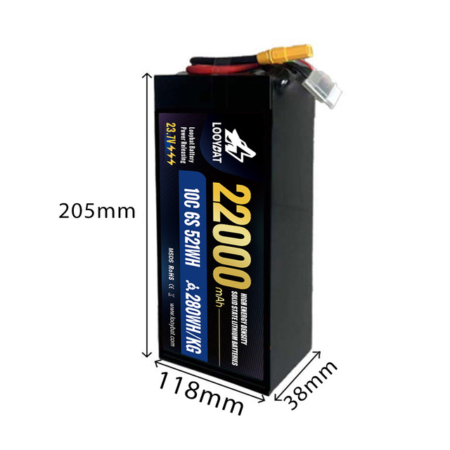 High Performance 4.45V Single Cell 6S 12S 22000mAh Lipo Battery UAV Drone Quadcopter Accessories Solid State Battery