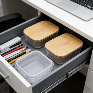 กล่องเก็บอาหารทรงสี่เหลี่ยมผืนผ้า ขนาด 19x19x7.5 ซม. ความจุ 1100 มล. ผลิตจากแก้ว ป้องกันการรั่วซึม ป้องกันความชื้น ซ้อนกันได้ ใส มีสินค้าในคลังสินค้าสหรัฐอเมริกา - Product Image 4