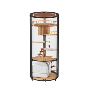 Moderna y Lujosa Casa <span class=keywords><strong>para</strong></span> Mascotas Ecológica de Acero al Carbono y Madera con Techo de Vidrio Sólido <span class=keywords><strong>para</strong></span> Gatos Grandes - Uso <span class=keywords><strong>en</strong></span> Interiores <span class=keywords><strong>para</strong></span> Todas las Estaciones - Product Image 4